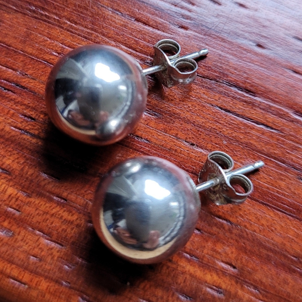Silver-Tone 9mm Ball Post/Stud Earrings